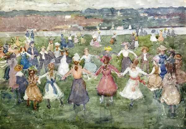 May Day Oil Painting by Maurice Brazil Prendergast