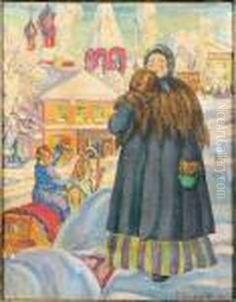 Scene Hivernale Oil Painting by Boris Kustodiev