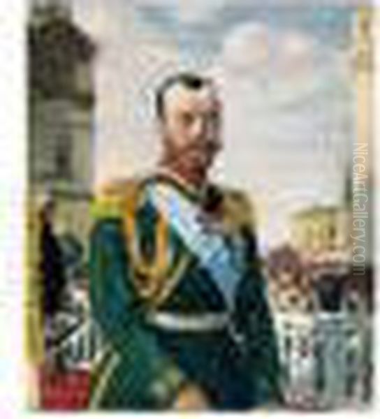 Portrait Of Emperor Nicholas Ii Alexandrovich Oil Painting by Boris Kustodiev