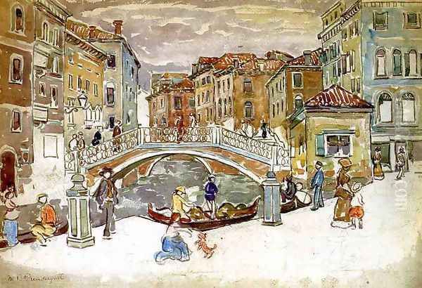 Venice The Little Bridge Oil Painting by Maurice Brazil Prendergast