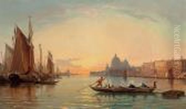 The Grand Canal, Venice Oil Painting by Charles Euphrasie Kuwasseg