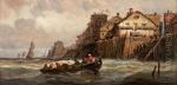 Le Retour De Peche Oil Painting by Charles Euphrasie Kuwasseg