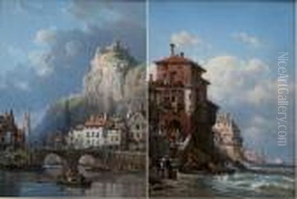 Both Signed Oil Painting by Charles Euphrasie Kuwasseg