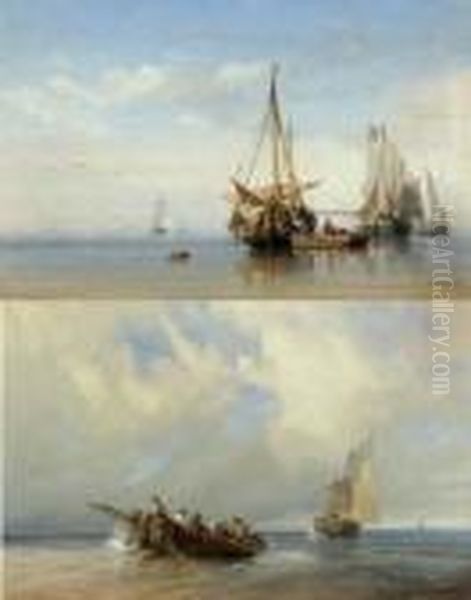 Marine Oil Painting by Charles Euphrasie Kuwasseg