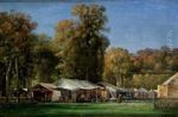 Fete Au Parc De Saint-cloud En 1875 Oil Painting by Charles Euphrasie Kuwasseg