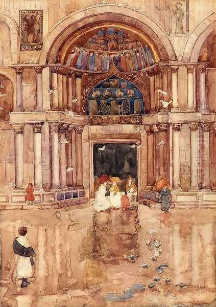 The Porch With The Old Mosaics St Marks Venice Oil Painting by Maurice Brazil Prendergast