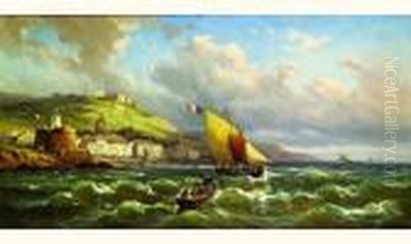 Bateau A Grement Mediterraneen Rentrant Par Gros Temps, Circa 1860 Oil Painting by Charles Euphrasie Kuwasseg