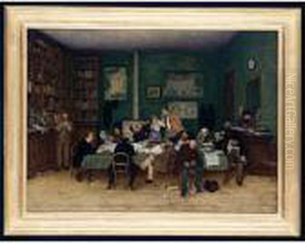 The Reading Corner Oil Painting by Charles Euphrasie Kuwasseg