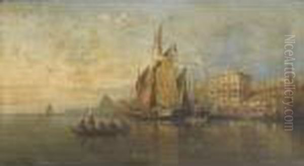 Vue De Venise Oil Painting by Charles Euphrasie Kuwasseg