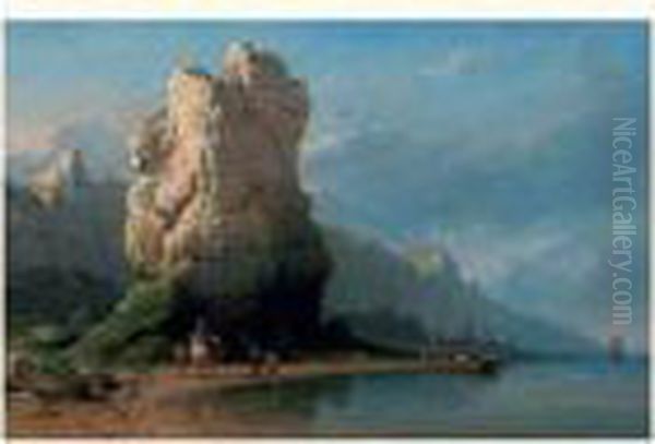 Paysage Marin Oil Painting by Charles Euphrasie Kuwasseg