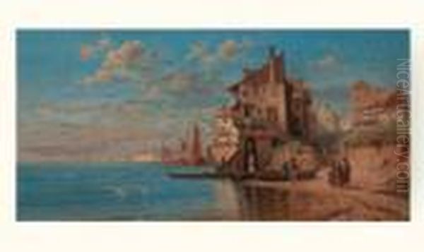 Petit Port Oil Painting by Charles Euphrasie Kuwasseg