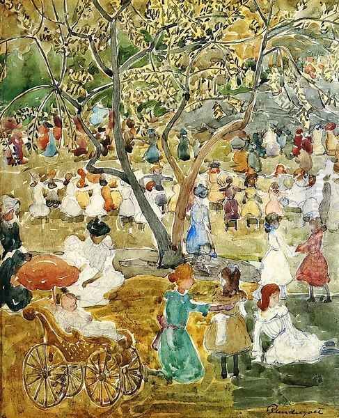 May Party Aka May Day Central Park Oil Painting by Maurice Brazil Prendergast