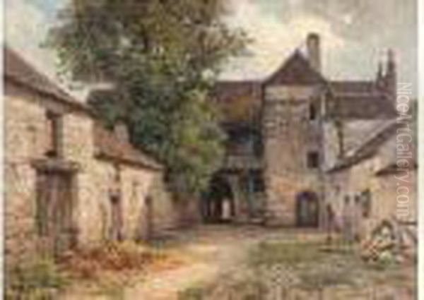 Une Ferme Oil Painting by Charles Euphrasie Kuwasseg