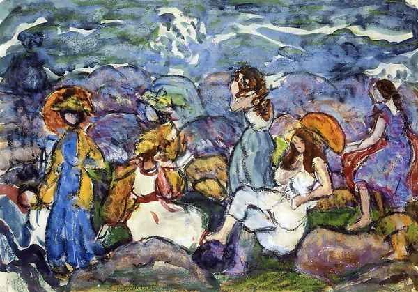 On The Rocks North Shore Oil Painting by Maurice Brazil Prendergast