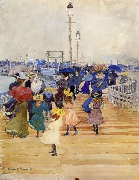 South Boston Pier Aka Atlantic City Pier Oil Painting by Maurice Brazil Prendergast