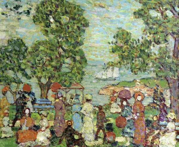 Park Scene Near Bay Oil Painting by Maurice Brazil Prendergast