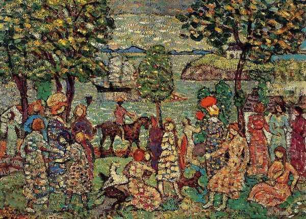 Fantasy Aka Landscape With Figures Oil Painting by Maurice Brazil Prendergast