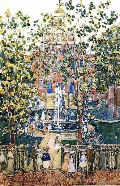 The West Church Aka Fountain At The West Church Boston Oil Painting by Maurice Brazil Prendergast