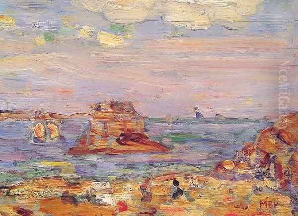 Brittany Coast Oil Painting by Maurice Brazil Prendergast