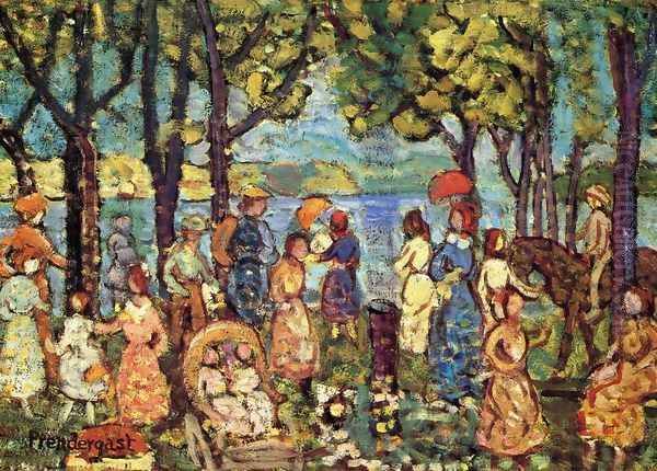 Summer, New England Oil Painting by Maurice Brazil Prendergast