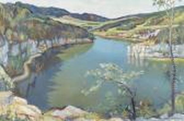 Bassin Du Doubs Au Printemps. Oil Painting by Charles L'Eplattenier