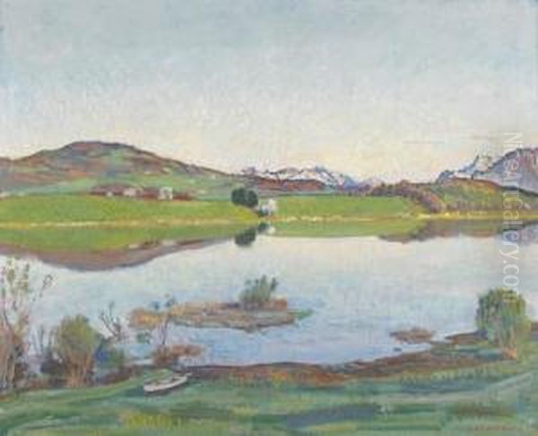 Lac De Bret, Soir Oil Painting by Charles L'Eplattenier