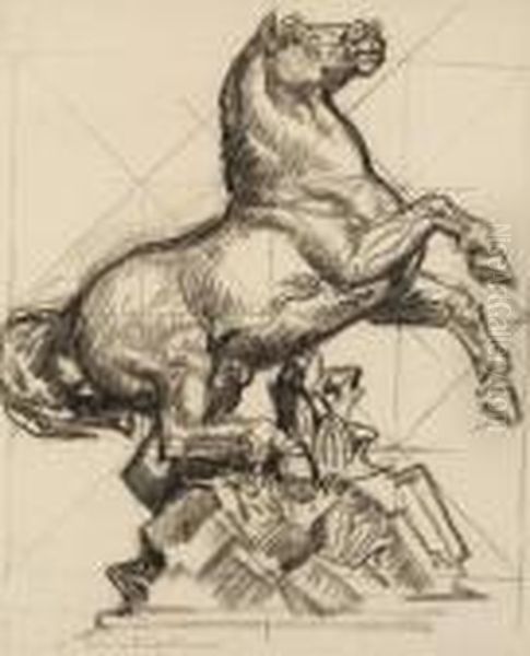 Study For Sculpture Of A Horse Oil Painting by Charles L'Eplattenier