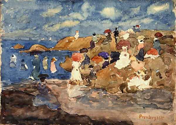 Revere Beach 2 Oil Painting by Maurice Brazil Prendergast