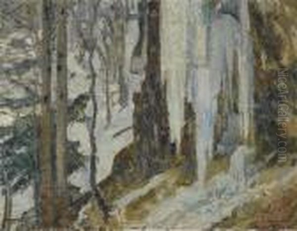 Gorges De L'areuse In Winter. 1929. Oil Painting by Charles L'Eplattenier