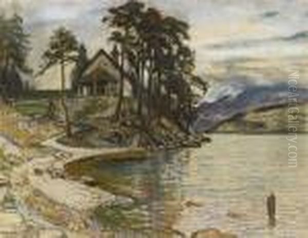 Kindli Chapel, Gersau (lake Zurich) 1941. Oil Painting by Charles L'Eplattenier