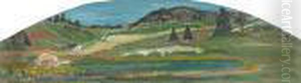 Juralandschaft Mit Kuhweide Und Kleinem See. Oil Painting by Charles L'Eplattenier