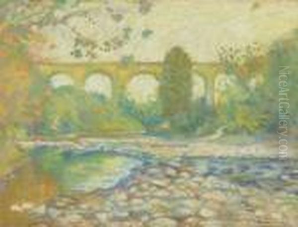 Le Viaduc De Boudry. Oil Painting by Charles L'Eplattenier