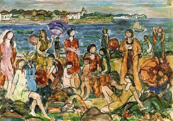 Bathers, New England Oil Painting by Maurice Brazil Prendergast