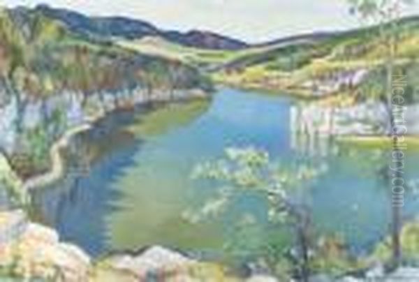 Au Bord Du Doubs. Oil Painting by Charles L'Eplattenier