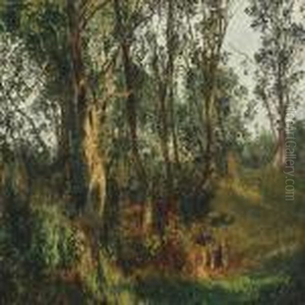 Danish Forest With Glade Oil Painting by Janus Andreas La Cour