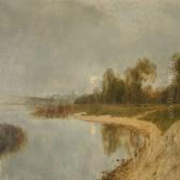 Landscape By A Lake Oil Painting by Janus Andreas La Cour