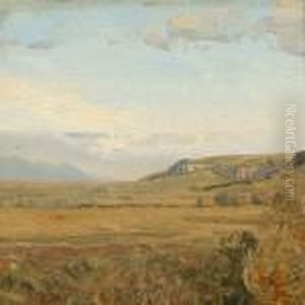 Danish Summer Landscape Oil Painting by Janus Andreas La Cour