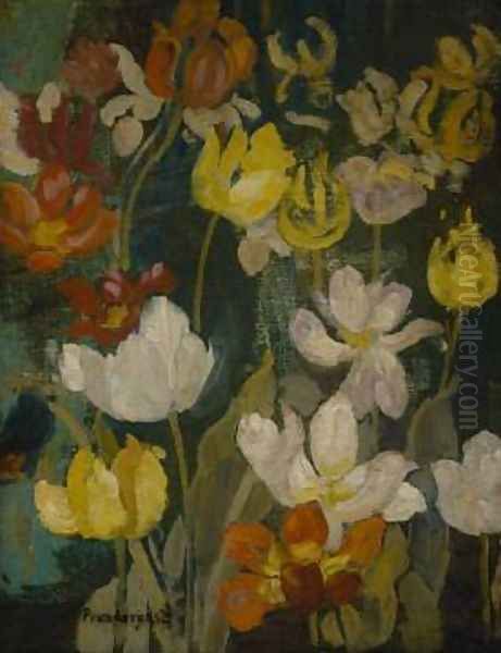 Spring Flowers Oil Painting by Maurice Brazil Prendergast