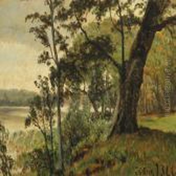 Forest Scenery With A Lake Oil Painting by Janus Andreas La Cour