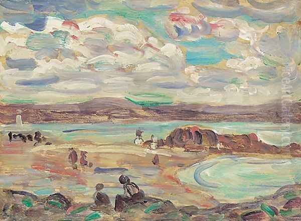 Beach Scene Oil Painting by Maurice Brazil Prendergast