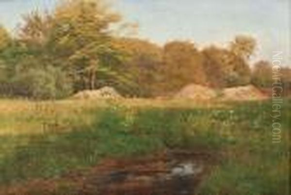 Wiesengrund Am Waldrand Oil Painting by Janus Andreas La Cour