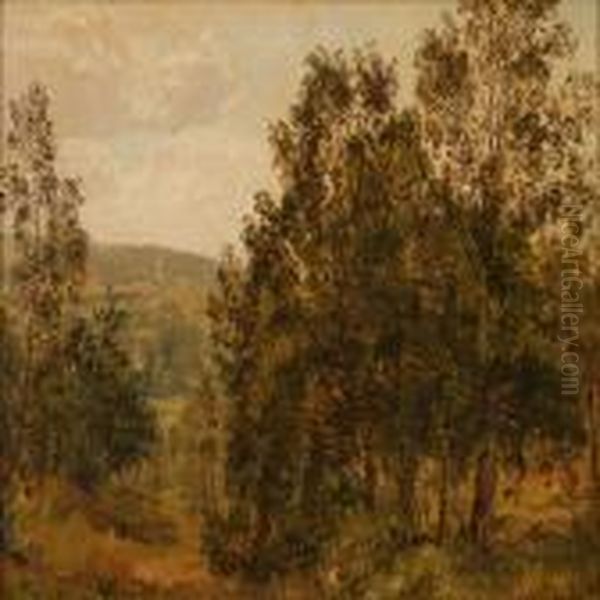 Hilly Autumn Landscape Oil Painting by Janus Andreas La Cour