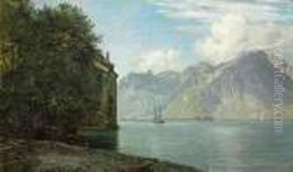 Chateau De Chillon Oil Painting by Janus Andreas La Cour