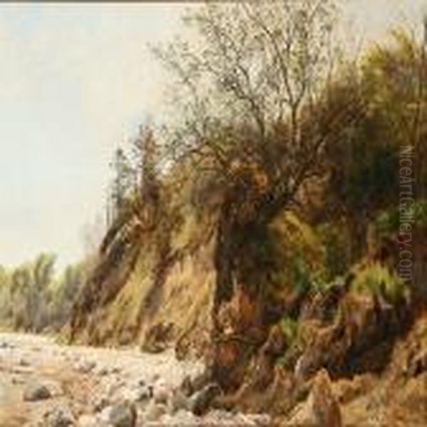 Coastal Scene Frommoesgaard Beach Oil Painting by Janus Andreas La Cour