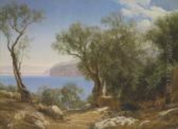 A View Of The Amalfi Coast Oil Painting by Janus Andreas La Cour