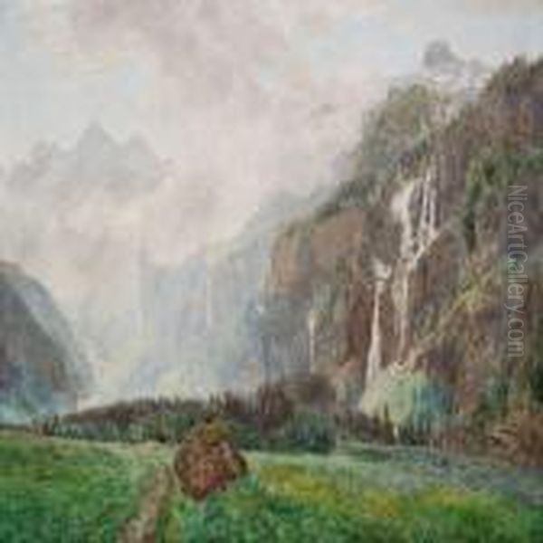 From Kandersteg In Schweiz Oil Painting by Janus Andreas La Cour