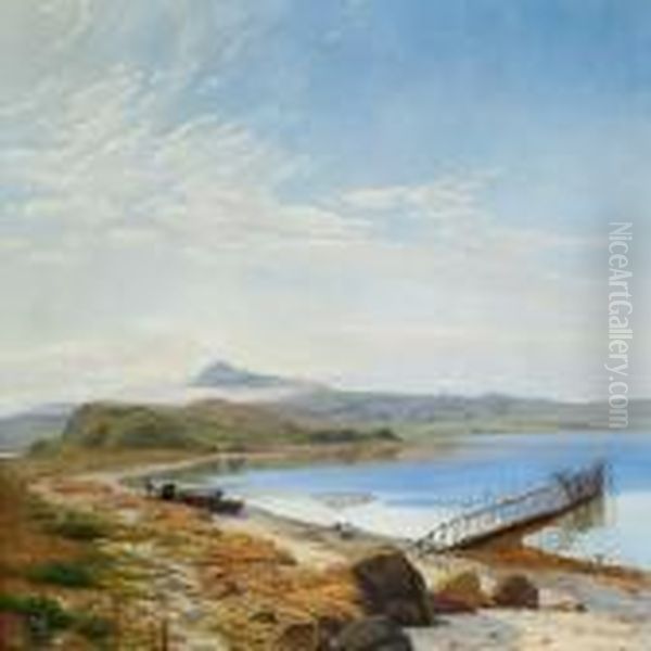 Ved Helgenaes Strand Oil Painting by Janus Andreas La Cour