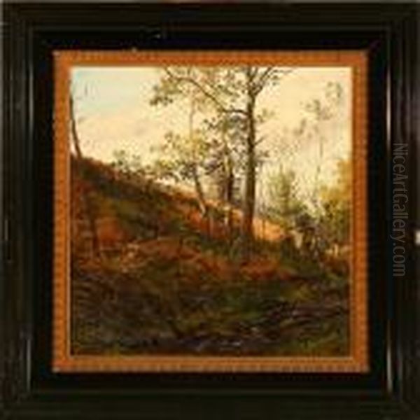 Autumn Forest Scene Oil Painting by Janus Andreas La Cour