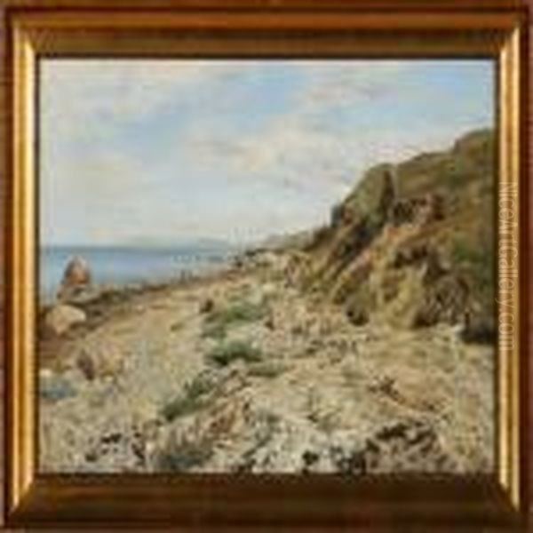 Stony Beach Oil Painting by Janus Andreas La Cour