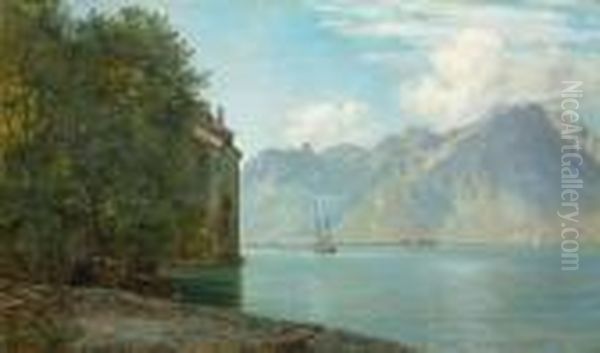 Chateau De Chillon, Lac Leman Oil Painting by Janus Andreas La Cour